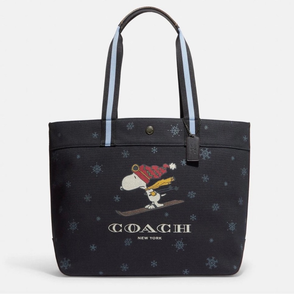 🎁NWT! Coach Peanuts SNOOPY 38 Tote Handbag Canvas XLarge Msrp:$378.00
